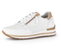 Keilsneaker GABOR "TURIN", Damen, Gr. 41, weiß (weiß, platinfarben), Kalbsleder, Nappaleder, Schuhe Sneaker, Freizeitschuh, Halbschuh, Schnürschuh mit schönen Metallic-Details (20593815-41) weiß, plat