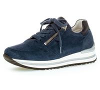 Keilsneaker GABOR "TURIN", Damen, Gr. 44, blau (nachtblau, blau), Ziegenveloursleder, Schuhe Keilsneaker, Freizeitschuh, Halbschuh, Schnürschuh mit leichter Perforierung, Topseller (76486947-44)