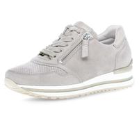 Keilsneaker GABOR "TURIN", Damen, Gr. 44, grau (hellgrau), Ziegenveloursleder, unifarben, Schuhe Sneaker, Freizeitschuh, Halbschuh, Schnürschuh mit leichter Perforierung (32946727-44) hellgrau