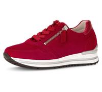 Keilsneaker GABOR "TURIN", Gr. 36, rot, Leder, Ziegenveloursleder, unifarben, Schuhe Keilsneaker, Freizeitschuh, Halbschuh, Schnürschuh mit Wechselfußbett, H-Weite (52473239-36)