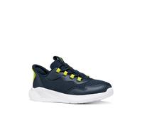 Keilsneaker GEOX "J SPRINTYE FAST IN B", Mädchen, Gr. 35, dunkelblau, grün, Mesh, Synthetik, Textil, Mesh, kontrastfarbene Details, Basic, Schuhe, Freizeitschuh mit Kontrastbesätzen, Größenschablone z