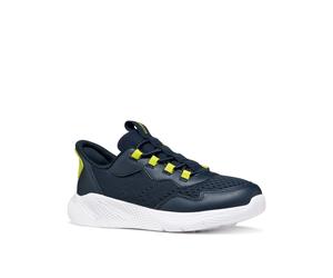 Keilsneaker GEOX "J SPRINTYE FAST IN B", Mädchen, Gr. 35, blau (dunkelblau, grün), Mesh, Synthetik, Textil, Mesh, kontrastfarbene Details, Basic, Schuhe, Freizeitschuh mit Kontrastbesätzen, Größenscha