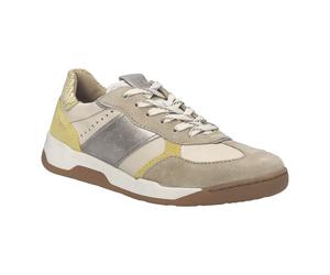 Keilsneaker JOSEF SEIBEL "Arleen 01", Damen, Gr. 38, beige (natur kombiniert), Leder, Veloursleder, kontrastfarbene Details, Schuhe, Freizeitschuh, Halbschuh, Schnürer, Kontrastbesatz, G-Weite (888766