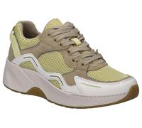 Keilsneaker JOSEF SEIBEL "Lissi 13", Damen, Gr. 38, weiß, gelb, hellbraun, Leder, Textil, kontrastfarbene Details, Schuhe, Sportschuh, Freizeitschuh, Schnürschuh mit Plateau und Keilabsatz (64848444-3