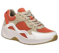 Keilsneaker JOSEF SEIBEL "Lissi 13", Damen, Gr. 39, orange (weiß, orangerot, hellbraun), Leder, Textil, kontrastfarbene Details, Schuhe, Sportschuh, Freizeitschuh, Schnürschuh mit Plateau und Keilabsa