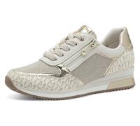 Keilsneaker MARCO TOZZI, Damen, Gr. 38, beige (creme), Lederimitat, Textil, Schuhe Sneaker, Freizeitschuh, Halbschuh, Schnürschuh mit Logoprint (60882711-38) creme