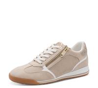 Keilsneaker MARCO TOZZI, Damen, Gr. 38, sand, Lederimitat, Textil, unifarben mit Farbeinsatz, Schuhe, Freizeitschuh, Halbschuh, Schnürschuh mit seitlichem Reißverschluss (42416503-38) sand