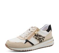 Keilsneaker MARCO TOZZI, Damen, Gr. 39, beige (weiß kombiniert), Synthetik, Textil, kontrastfarbene Details, Schuhe, Freizeitschuh, Halbschuh, Schnürer, praktischer Außenreißverschluss (57608401-39) w