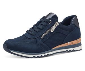 Keilsneaker MARCO TOZZI, Damen, Gr. 39, blau (navy), Lederimitat, Textil, Veloursleder, Schuhe, Freizeitschuh, Halbschuh, Schnürschuh in veganer Verarbeitung (22671750-39) navy