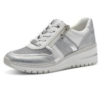 Keilsneaker MARCO TOZZI, Damen, Gr. 40, weiß (weiß kombiniert), Lederimitat, Textil, schimmernd, Schuhe, Freizeitschuh, Halbschuh, Schnürschuh mit Außenreißverschluss (19282524-40) weiß kombiniert