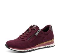 Keilsneaker MARCO TOZZI, Damen, Gr. 41, rot (dunkelrot), Lederimitat, Textil, kontrastfarbene Details, leicht glänzend, Basic, Schuhe, Freizeitschuh, Schnürschuh mit leicht glänzender Herz-Logoprägung