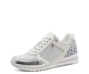 Keilsneaker MARCO TOZZI, Damen, Gr. 41, silberfarben kombiniert, Lederimitat, Textil, kontrastfarbene Details, Schuhe, Freizeitschuh, Halbschuh, Schnürschuh in veganer Verarbeitung (26955356-41) silbe