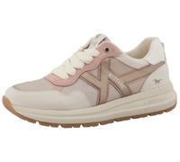 Keilsneaker MUSTANG SHOES "Nilda", Damen, Gr. 39, creme, goldfarben, Lederimitat, Textil, Schuhe, Schnürschuh, Halbschuh mit pastellfarbenen Kontrastbesätzen (22823230-39) creme, goldfarben