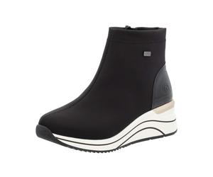 Keilsneaker REMONTE, Damen, Gr. 41, schwarz, Lacklederimitat, Textil, unifarben, Schuhe, Plateauboots, High Top Stiefelette mit wasserabweisender TEX-Membran (44175444-41) schwarz
