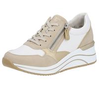 Keilsneaker REMONTE Gr. 42, beige (beige, kombiniert) Damen Schuhe Sneaker mit Logoschriftzug an der Zunge, Freizeitschuh, Halbschuh, Schnürschuh (85580334-42)