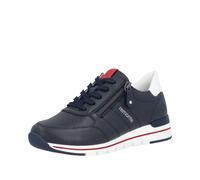 Keilsneaker REMONTE, Damen, Gr. 42, blau (nachtblau, weiß, rot), Leder, unifarben mit Farbeinsätzen, Schuhe Sneaker, mit gepolstertem Fußbett, Freizeitschuh, Halbschuh, Schnürschuh (15955767-42) nacht
