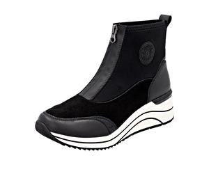 Keilsneaker REMONTE, Damen, Gr. 43, schwarz, Lacklederimitat, Lederimitat, Textil, unifarben, Schuhe, Casual-Boots, Stiefelette, Plateauboots mit Lite´n Soft Ausstattung (18801457-43) schwarz