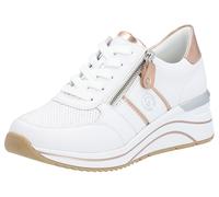 Keilsneaker REMONTE, Damen, Gr. 44, weiß (weiß, kupfer), Leder, Lederimitat, Schuhe Sneaker, Freizeitschuh, Halbschuh, Schnürschuh mit Metallic-Kontrastbesätzen (24000167-44) weiß, kupfer