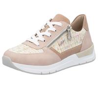 Keilsneaker RIEKER, Damen, Gr. 38, weiß (rosé, sanftes weiß), Lederimitat, Textil, Schuhe Sneaker, Halbschuh, Freizeitschuh, Casual-Schnürschuh im Materialmix (12178952-38) rosé, sanftes weiß