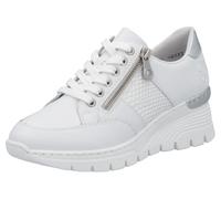 Keilsneaker RIEKER, Damen, Gr. 40, silber (weiß, silberfarben), Leder, Lederimitat, Schuhe, Halbschuh, Freizeitschuh, Schnürschuh, Sneaker mit Reißverschluss (24107653-40) weiß, silberfarben