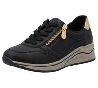 Keilsneaker RIEKER, Damen, Gr. 41, gold (schwarz, goldfarben), Lederimitat, Schuhe Keilsneaker, Halbschuh, Schnürschuh, Freizeitschuh mit Soft-Einlage, Topseller (12452065-41)