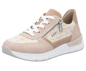 Keilsneaker RIEKER, Damen, Gr. 41, weiß (rosé, sanftes weiß), Lederimitat, Textil, Schuhe Sneaker, Halbschuh, Freizeitschuh, Casual-Schnürschuh im Materialmix (12178952-41) rosé, sanftes weiß