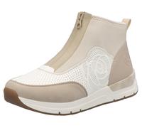 Keilsneaker RIEKER, Damen, Gr. 43, weiß (beige, sanftes weiß), Lederimitat, Textil, Schuhe Sneaker, Stiefelette, Boots, Rosenprägung, mit Reißverschluss vorne (52052745-43) beige, sanftes weiß