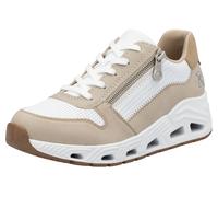 Keilsneaker RIEKER SPORT, Damen, Gr. 40, beige (weiß, hellbeige), Lederimitat, Schuhe, Schnürschuh, Halbschuh, Freizeitsneaker mit Reißverschluss (15053462-40) weiß, hellbeige