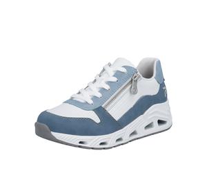 Keilsneaker RIEKER SPORT, Damen, Gr. 40, blau (weiß, blau), Lederimitat, Schuhe, Schnürschuh, Halbschuh, Freizeitsneaker mit Reißverschluss (12800421-40) weiß, blau