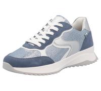 Keilsneaker RIEKER SPORT, Damen, Gr. 40, silber (jeansblau, weiß, silberfarben), Lederimitat, Textil, Veloursleder, kontrastfarbene Details, Schuhe, Schnürschuh, Halbschuh, Freizeitschuh im Streetwear