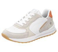 Keilsneaker RIEKER SPORT, Damen, Gr. 40, weiß, creme, orange, Glattleder, Veloursleder, kontrastfarbene Details, Schuhe, Halbschuh, Schnürschuh, Freizeitsneaker mit weicher Soft-Einlage (61366224-40)
