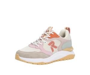 Keilsneaker RIEKER SPORT, Damen, Gr. 41, bunt (creme, pink), Synthetik, Textil, Schuhe, Schnürschuh, Freizeitsneaker, Halbschuh mit gepolstertem Schaftrand (94756467-41) creme, pink