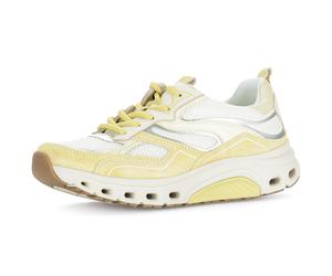 Keilsneaker ROLLINGSOFT, Damen, Gr. 38, weiß, gelb, silberfarben, Glattleder, Textil, Veloursleder, Schuhe, Freizeitschuh, Halbschuh, Schnürschuh mit weichem Schaftrand (33813905-38) weiß, gelb, silbe