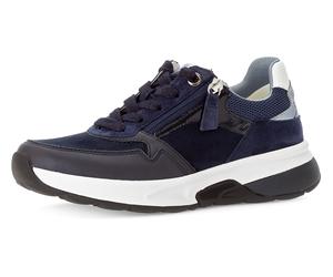 Keilsneaker ROLLINGSOFT, Damen, Gr. 40, blau (dunkelblau), Kalbsleder, Textil, Veloursleder, kontrastfarbene Details, Schuhe, Freizeitschuh, Halbschuh, Schnürer mit gepolstertem Schaftrand (50423226-4