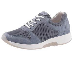 Keilsneaker ROLLINGSOFT, Damen, Gr. 42, blau (graublau), Textil, Veloursleder, unifarben, Schuhe Sneaker, Freizeitschuh, Halbschuh, Schnürschuh im sommerlichem Materialmix (72971627-42) graublau