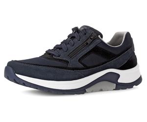 Keilsneaker ROLLINGSOFT, Herren, Gr. 11,5 (46,5), schwarz (dunkelblau, schwarz), Mesh, Veloursleder, Schuhe, Schnürschuh, Halbschuh, Freizeitschuh, Außenreißverschluss, G-Weite (32753458-11,5) dunkelb