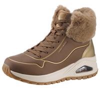 Keilsneaker SKECHERS "UNO RUGGED", Damen, Gr. 40, bunt (braun, goldfarben), Lederimitat, metallic, Schuhe, Sneaker, Keilsneaker, Winterboots mit hochwertiger Dämpfung (96560959-40) braun, goldfarben