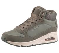 Keilsneaker SKECHERS "UNO-STACRE SHINE", Damen, Gr. 35, grün (olivgrün), Lederimitat, Textil, Veloursleder, Schuhe, High Top Sneaker, Schnürboots mit Luftkammern Sohle (51250161-35) olivgrün