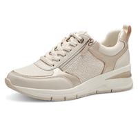 Keilsneaker TAMARIS, Damen, Gr. 35, beige (creme, kombiniert), Lederimitat, Schuhe, Freizeitschuh, Halbschuh, Schnürschuh mit Außenreißverschluss (52845900-35) creme, kombiniert