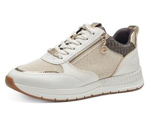 Keilsneaker TAMARIS, Damen, Gr. 36, weiß (ivory kombiniert), Lederimitat, Textil, Schuhe Sneaker, Freizeitschuh, Halbschuh, in schmaler Form, vegane Verarbeitung (42824312-36) ivory kombiniert