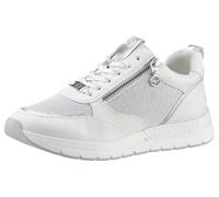 Keilsneaker TAMARIS, Damen, Gr. 37, silber (weiß, silberfarben), Lederimitat, Textil, Schuhe Sneaker, Freizeitschuh, Halbschuh, in schmaler Form, vegane Verarbeitung (79610251-37) weiß, silberfarben