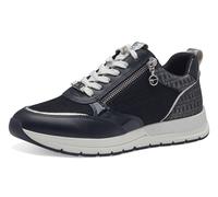 Keilsneaker TAMARIS, Damen, Gr. 38, blau (nachtblau kombiniert), Lederimitat, Textil, Schuhe Sneaker, Freizeitschuh, Halbschuh, in schmaler Form, vegane Verarbeitung (89437709-38) nachtblau kombiniert