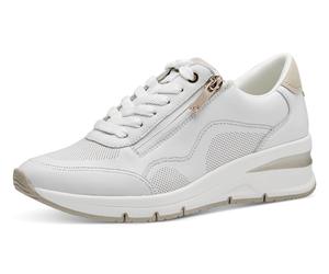 Keilsneaker TAMARIS, Damen, Gr. 40, weiß, Leder, Lederimitat, Schuhe, Freizeitschuh, Halbschuh, Schnürschuh mit Außenreißverschluss (87594330-40) weiß