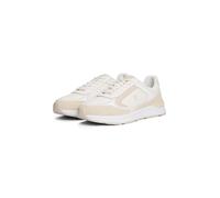 Keilsneaker TOMMY HILFIGER "CASUAL FASHION RUNNER LTR", Damen, Gr. 37, beige (beige, weiß), Nappaleder, Schuhe Keilsneaker, Freizeitschuh, Halbschuh, Schnürschuh mit TH-Hardcover-Logo (16193551-37)