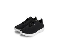 Keilsneaker TOMMY HILFIGER "TH KNIT RUNNER", Damen, Gr. 42, schwarz-weiß (schwarz), Textil, Schuhe, Freizeitschuh, Halbschuh, Schnürschuh mit Logoflaggen-Element (30931015-42) schwarz