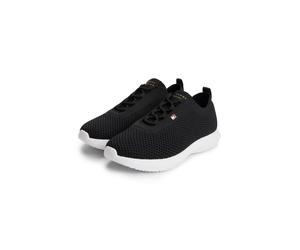 Keilsneaker TOMMY HILFIGER "TH KNIT RUNNER", Damen, Gr. 42, schwarz-weiß (schwarz), Textil, Schuhe, Freizeitschuh, Halbschuh, Schnürschuh mit Logoflaggen-Element (30931015-42) schwarz