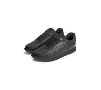 Keilsneaker TOMMY HILFIGER "TH RETRO RUNNER", Damen, Gr. 38, schwarz, Leder, Schuhe, Freizeitschuh, Halbschuh, Schnürschuh mit dezenten Ziernähten (41211132-38) schwarz