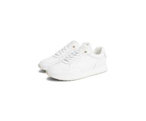 Keilsneaker TOMMY HILFIGER "TH RETRO RUNNER", Damen, Gr. 39, weiß, Leder, Schuhe, Freizeitschuh, Halbschuh, Schnürschuh mit dezenten Ziernähten (93958727-39) weiß