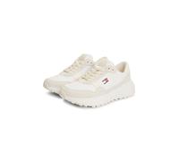 Keilsneaker TOMMY JEANS "MODERN RUNNER MIX", Damen, Gr. 39, beige (ecru), Lederimitat, Textil, Veloursleder, Schuhe, Freizeitschuh, Halbschuh, Schnürschuh mit seitlichem Logo (27464842-39) ecru
