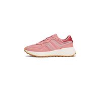 Keilsneaker TOMMY JEANS "TJW CLEATED RUNNER", Damen, Gr. 41, bunt (rosa, beere), Textil, Veloursleder, Schuhe, Freizeitschuh, Schnürschuh, Halbschuh mit Reflektorstreifen (42982544-41) rosa, beere